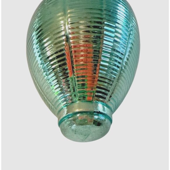 Vintage Shiny Brite Blue Ribbed Lantern Glass Ornament 1950s USA Christmas - Picture 6 of 6